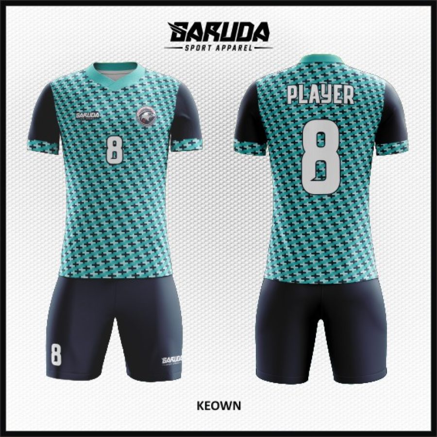 Desain Kostum Jersey Keown Motif Tanda Plus Warna Tosca Hitam