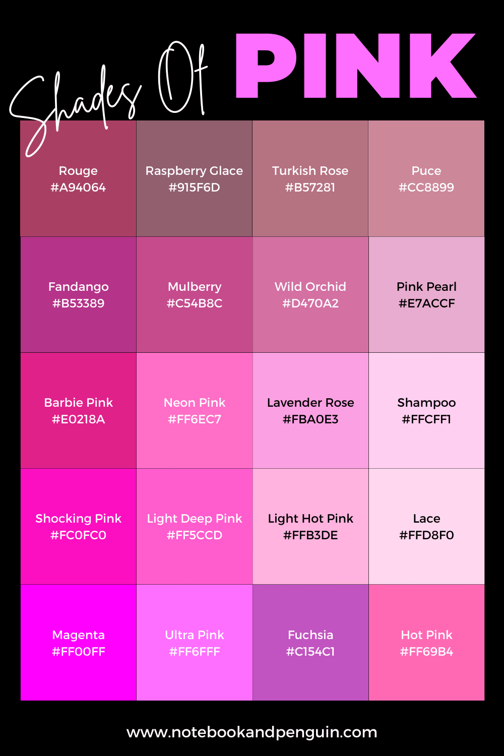 macam macam kode warna pink