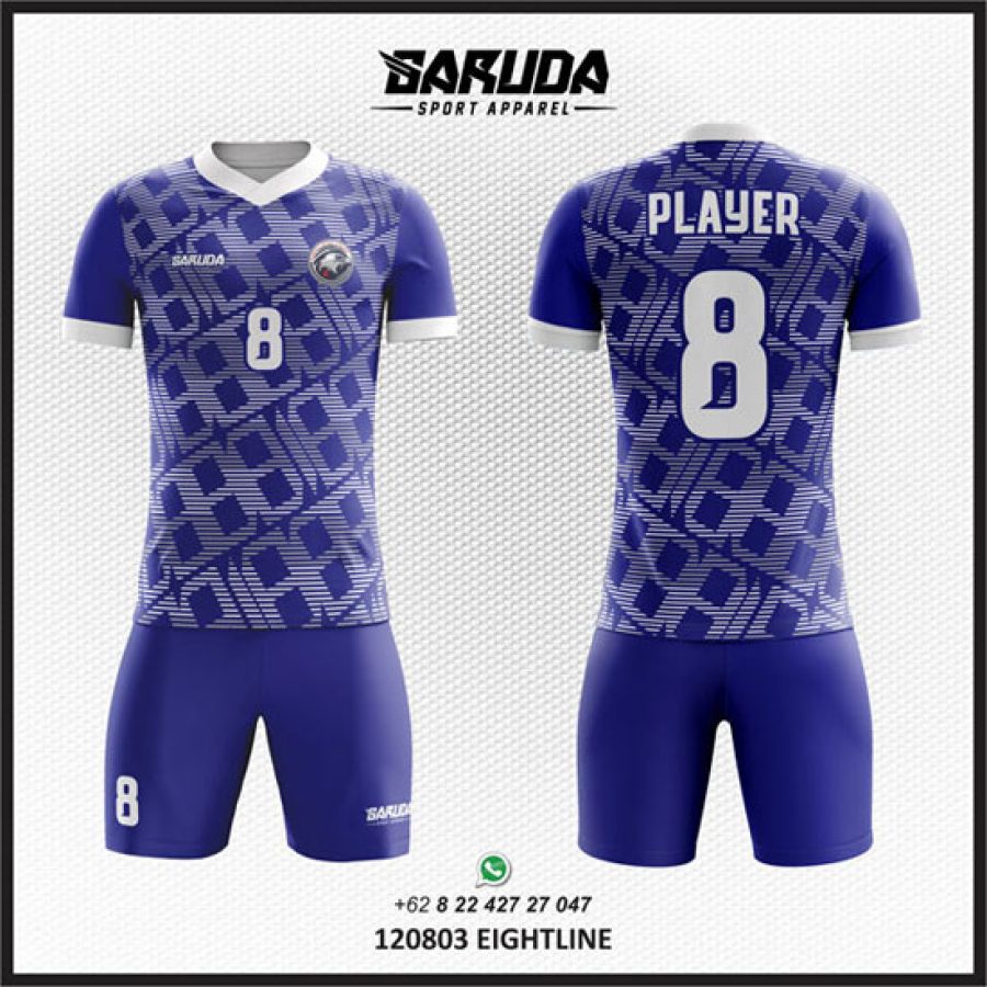 Desain Jersey Code Eightline Gambar Garis Angka 8 Warna Biru