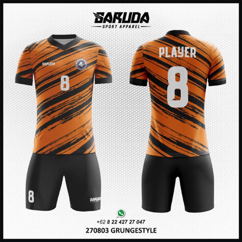 Desain Jersey Code Grunge Style Warna Hitam Orange