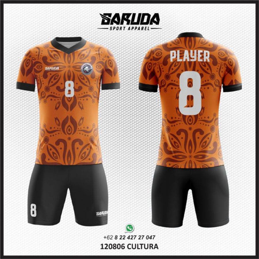 Desain Kaos Jersey Code Cultura Gambar Batik Warna Orange