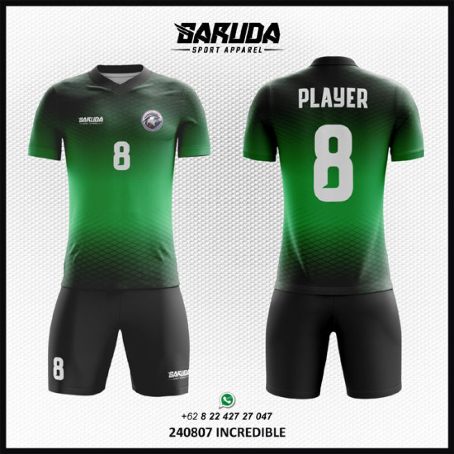 Desain Kostum Jersey Code Incredible Warna Hijau Hitam