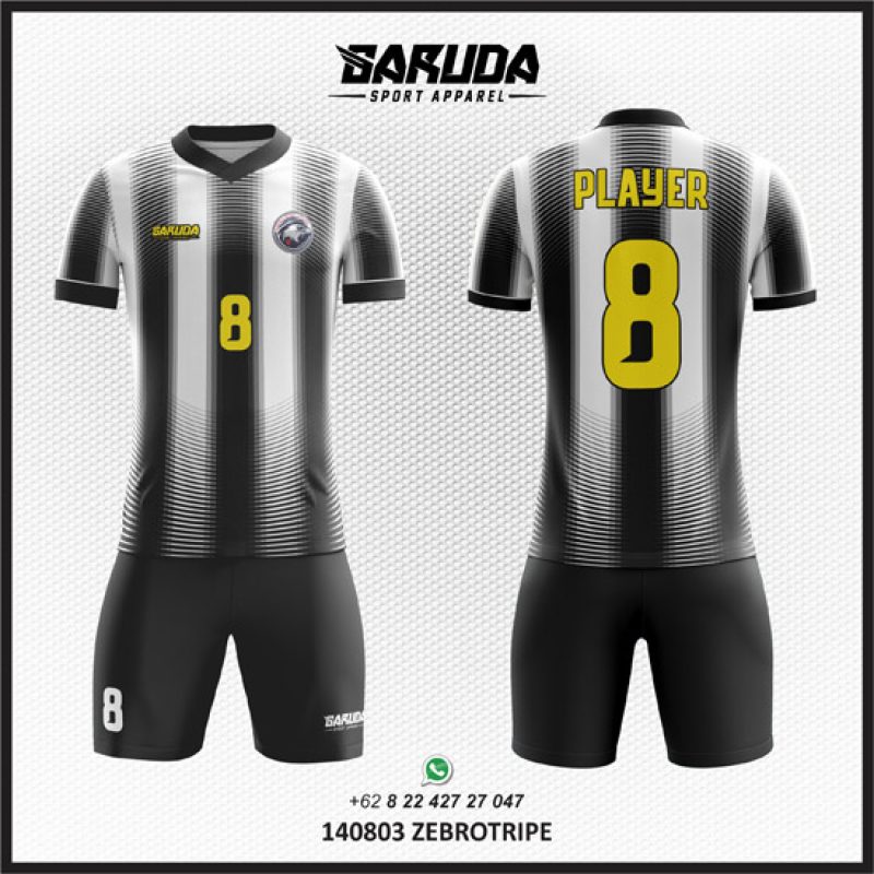 Desain Kostum Jersey Zebrotripe Belang-belang Hitam Putih