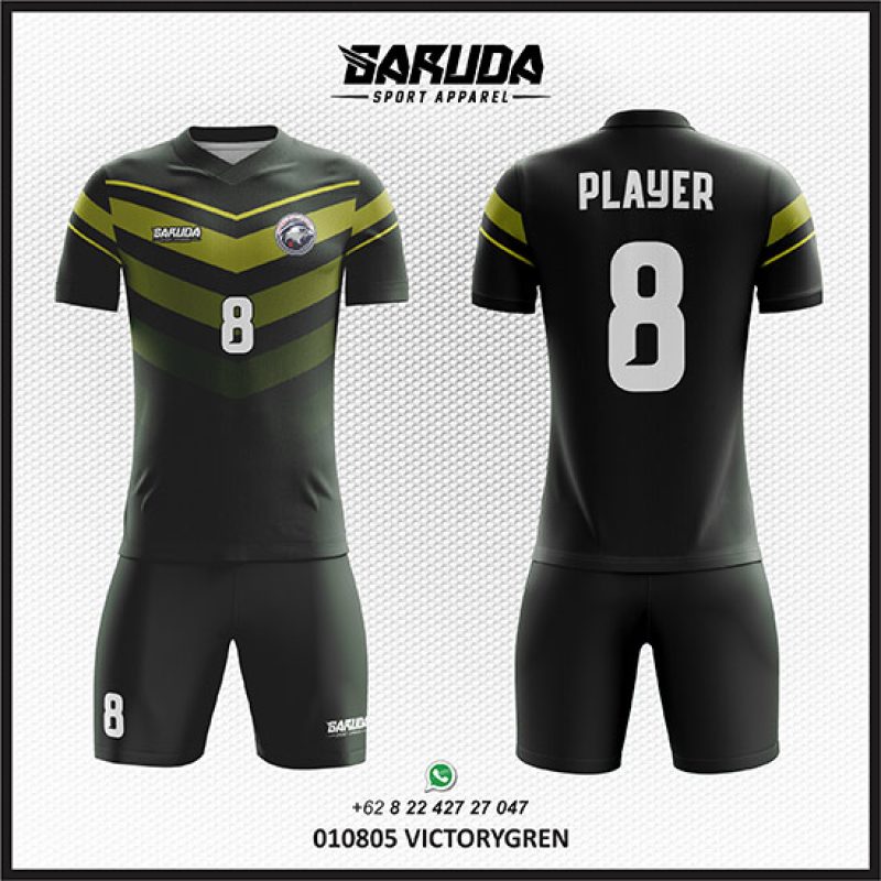 Desain Jersey Code Victorygren Hijau Hitam Gradasi Motif Garis V
