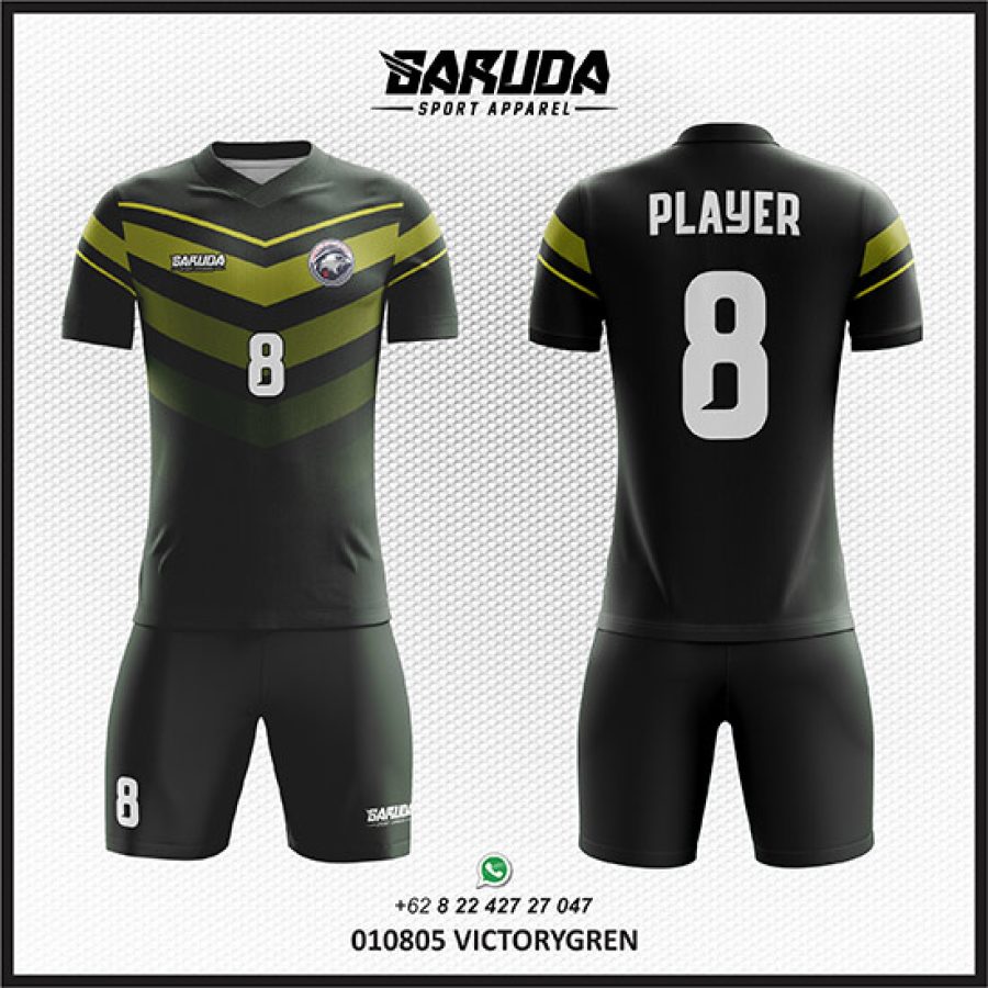 Desain Jersey Code Victorygren Hijau Hitam Gradasi Motif Garis V