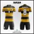 Jersey Futsal Loreng Kuning Hitam dengan Motif Garis Horizontal yang Tegas