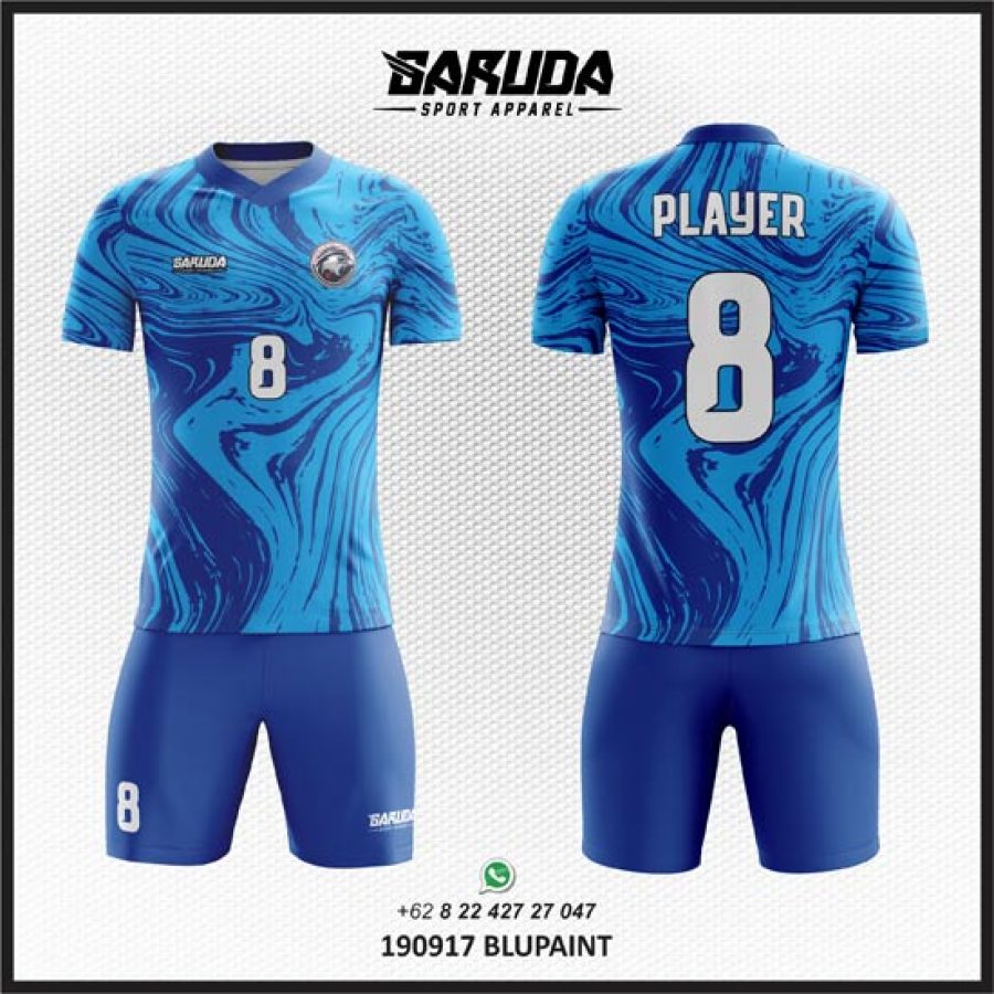 Desain Jersey Code Blupaint Warna Biru Motif Tumpahan Cat