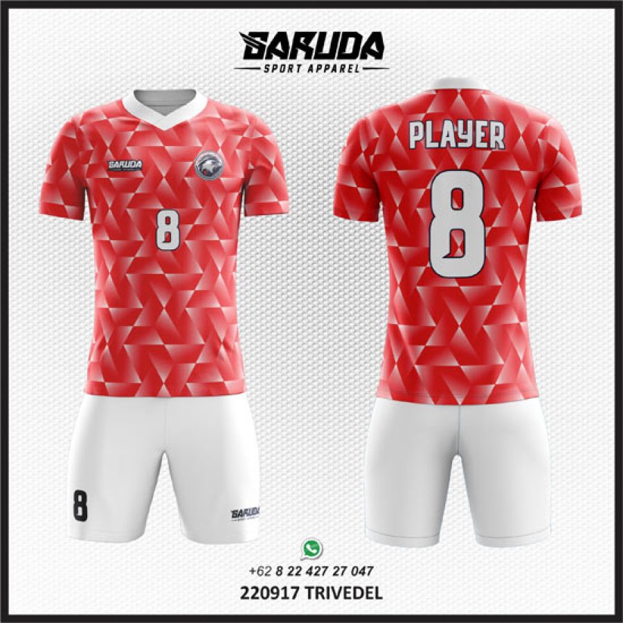 Desain Jersey Code Trivedel Gradasi Merah Putih 3 Dimensi