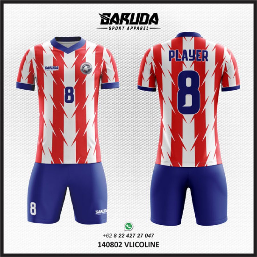 Desain Jersey Code Vlicoline Belang Merah Putih Dengan Garis Bergerigi