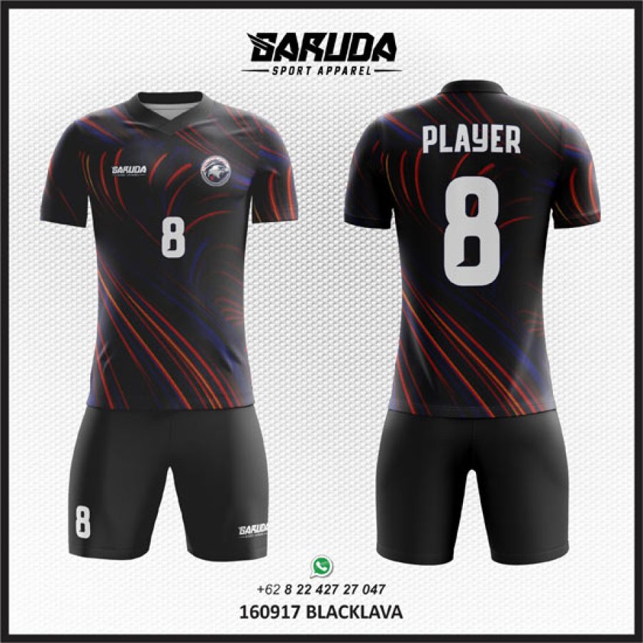 Desain Kaos Jersey Blacklava Motif Semburan Lahar Warna Hitam
