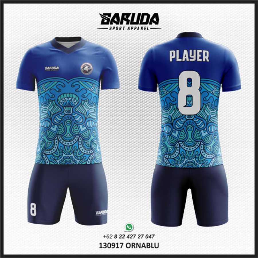 Desain Kaos Jersey Ornablu Gambar Batik Biru yang Indah