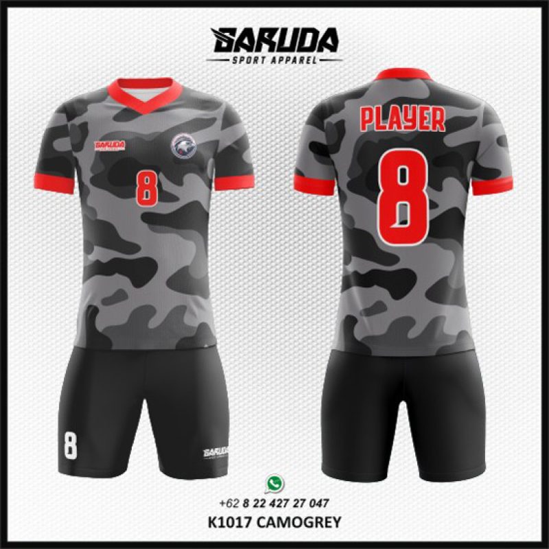 Desain Kostum Jersey Code Camogrey Motif Army Loreng Abu-abu