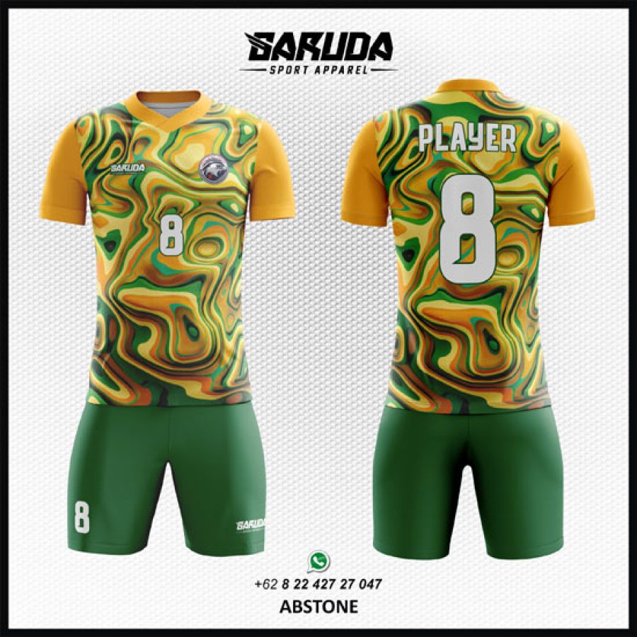 Desain Jersey Code Abstone Motif Teksture Batu Alam Hijau Kuning