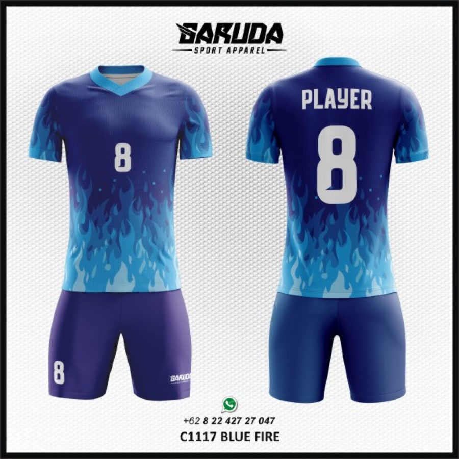 Desain Kaos Jersey Code Blue Fire Gambar Api Warna Biru