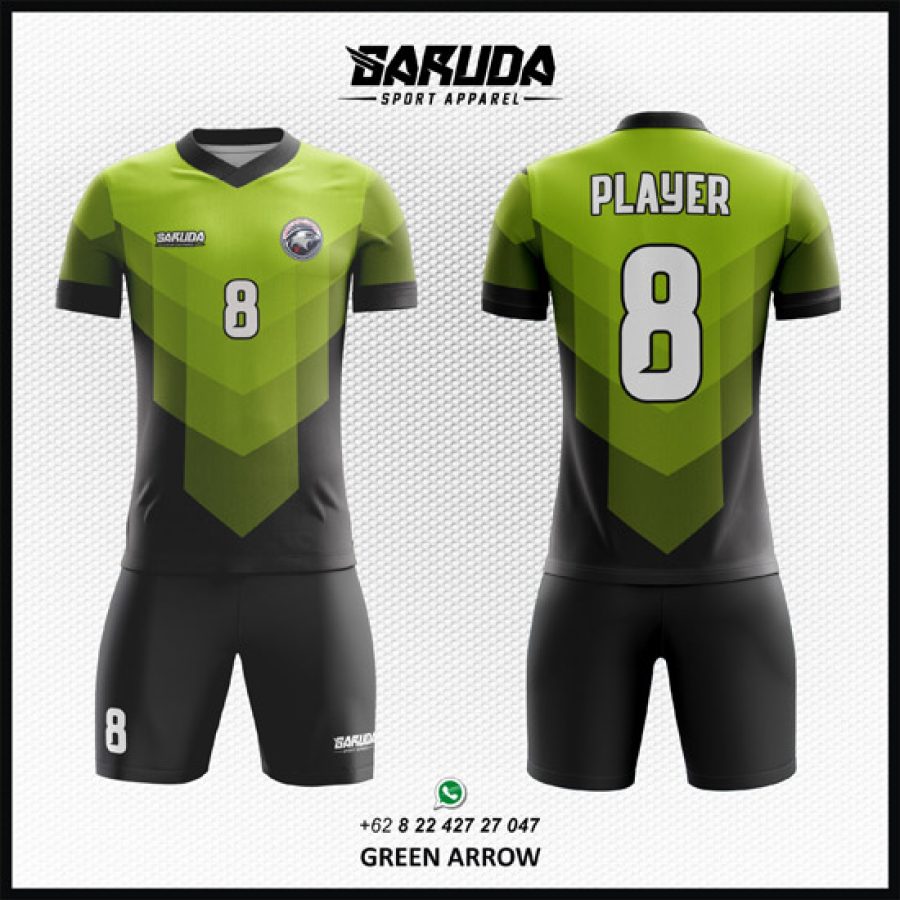 Desain Kaos Jersey Green Arrow Motif 3D Hijau Hitam