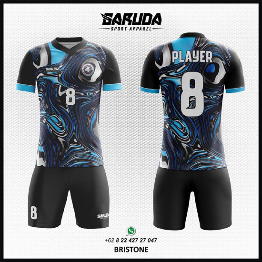 Desain Kostum Jersey Bristone yang Sangat Unik Biru Hitam