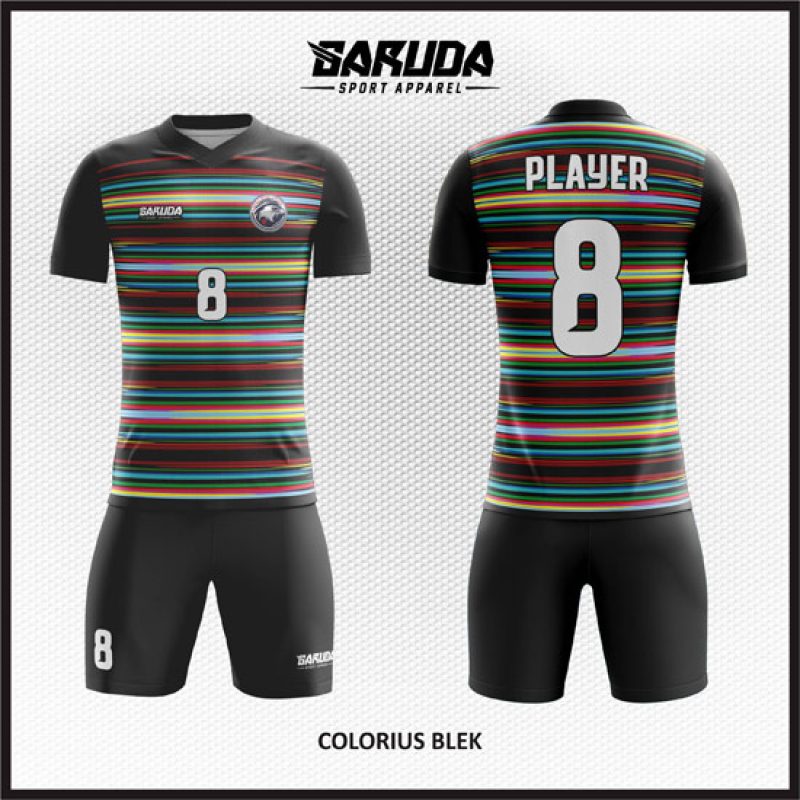 Desain Baju Jersey Colorius Blek Warna Hitam Bergaris Aneka Warna