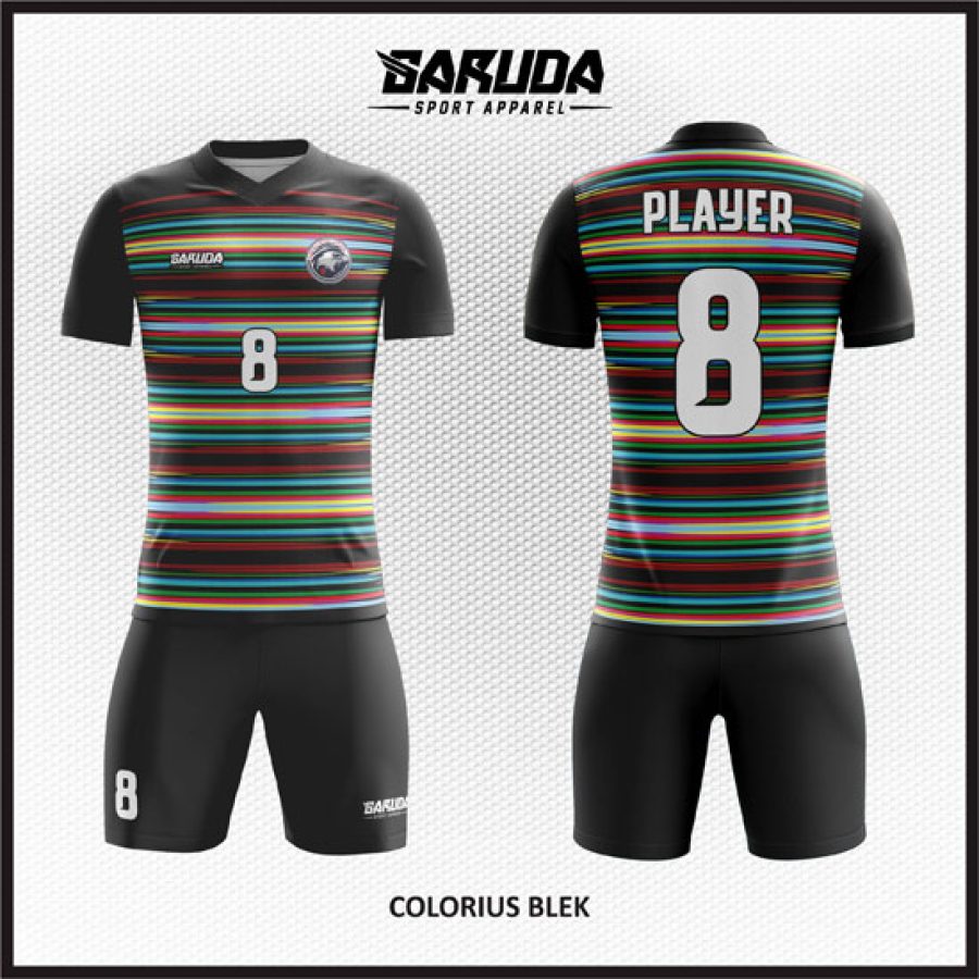 Desain Baju Jersey Colorius Blek Warna Hitam Bergaris Aneka Warna