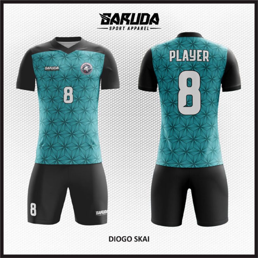 Desain Baju Jersey Code Diogo Skai Warna Hijau Toska Motif Bintang