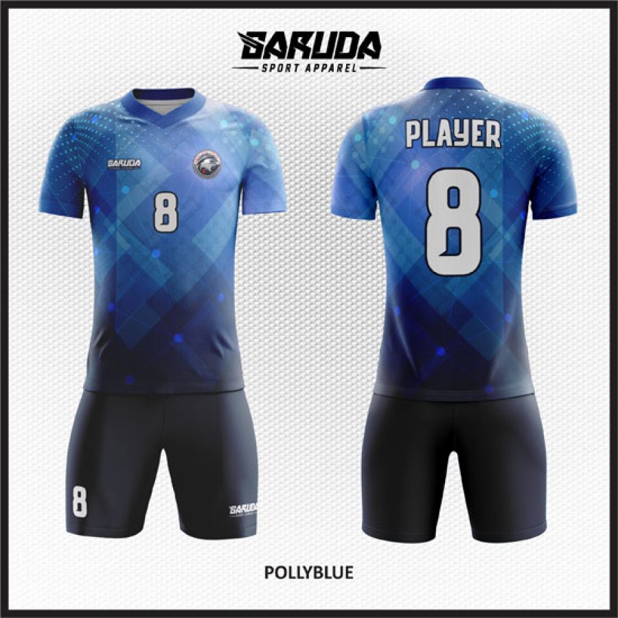 Desain Baju Jersey Pollyblue Model Abstract Warna Biru