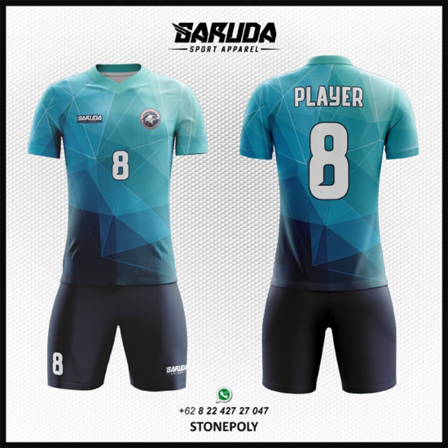 Desain Baju Jersey Stonepoly Gambar Abstract Biru Muda