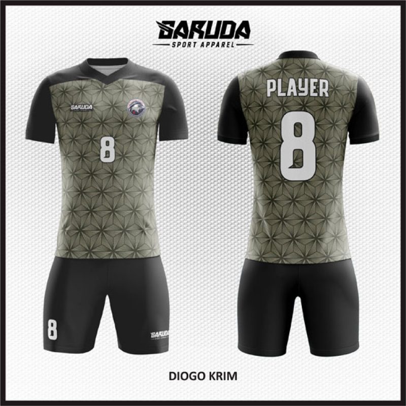 Desain Jersey Code Diogo Krim Motif Gradasi Bintang Enam Warna Cream Hitam