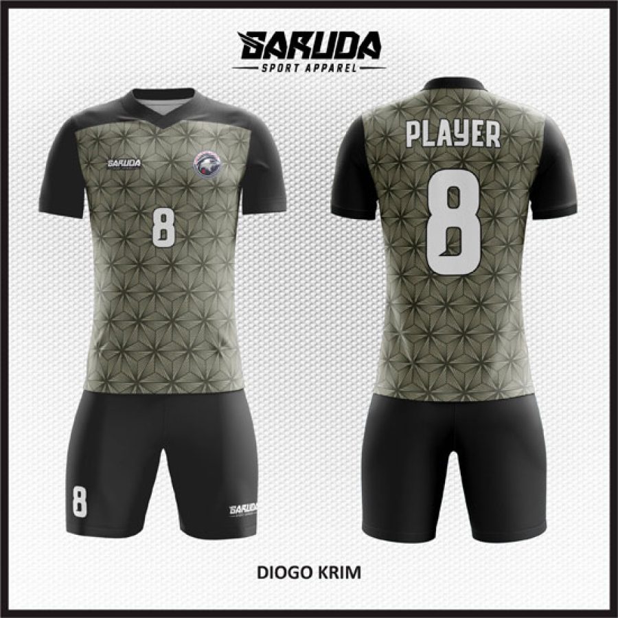 Desain Jersey Code Diogo Krim Motif Gradasi Bintang Enam Warna Cream Hitam