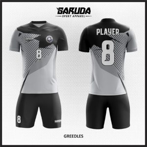 Desain Jersey Terbaru Code Greedles Warna Abu Motif Garis Hitam