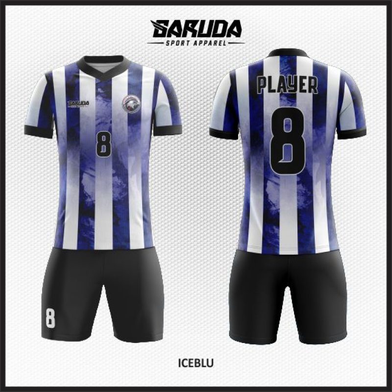 Desain Jersey Code Iceblu Motif Es yang Membeku Warna Biru dan Putih