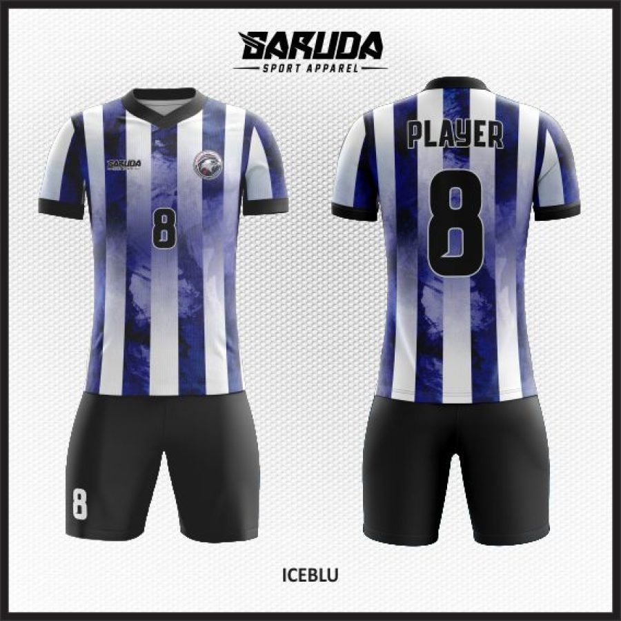 Desain Jersey Code Iceblu Motif Es yang Membeku Warna Biru dan Putih