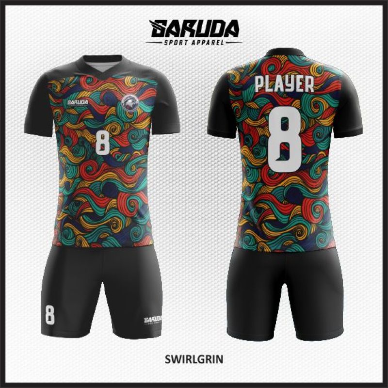 Desain Jersey Code Swirlgrin Gambar Ornamen Gulungan Ombak