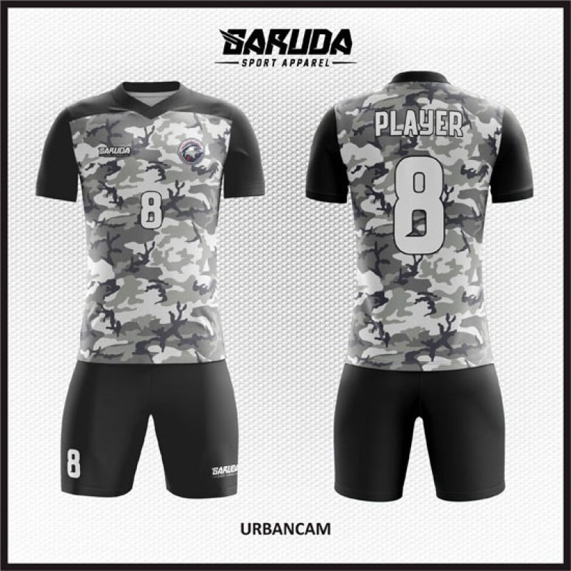 Desain Jersey Code Urbancam Motif Camo Loreng Abu dan Hitam