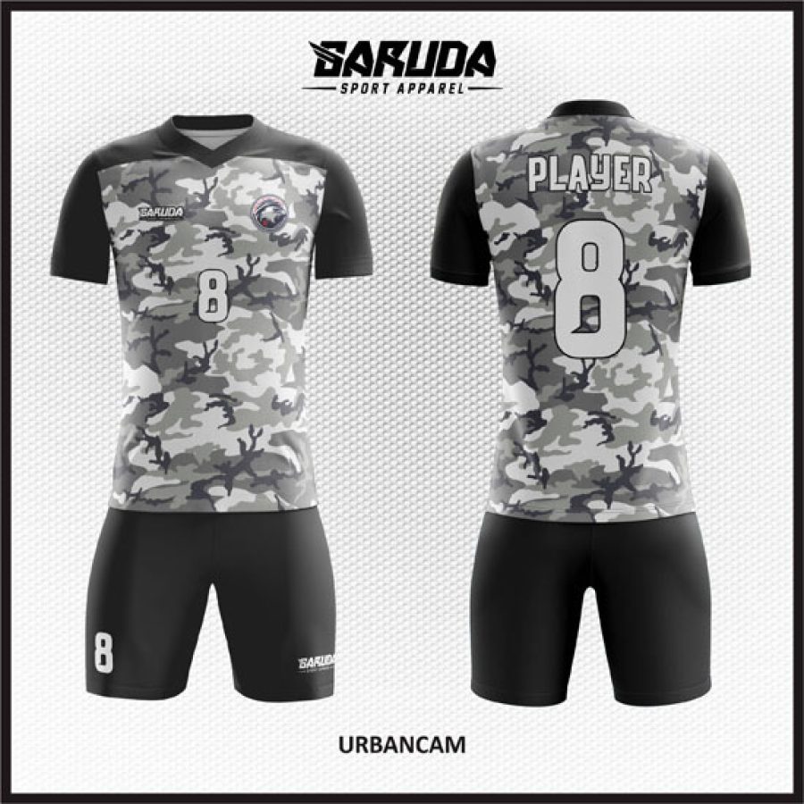 Desain Jersey Code Urbancam Motif Camo Loreng Abu dan Hitam