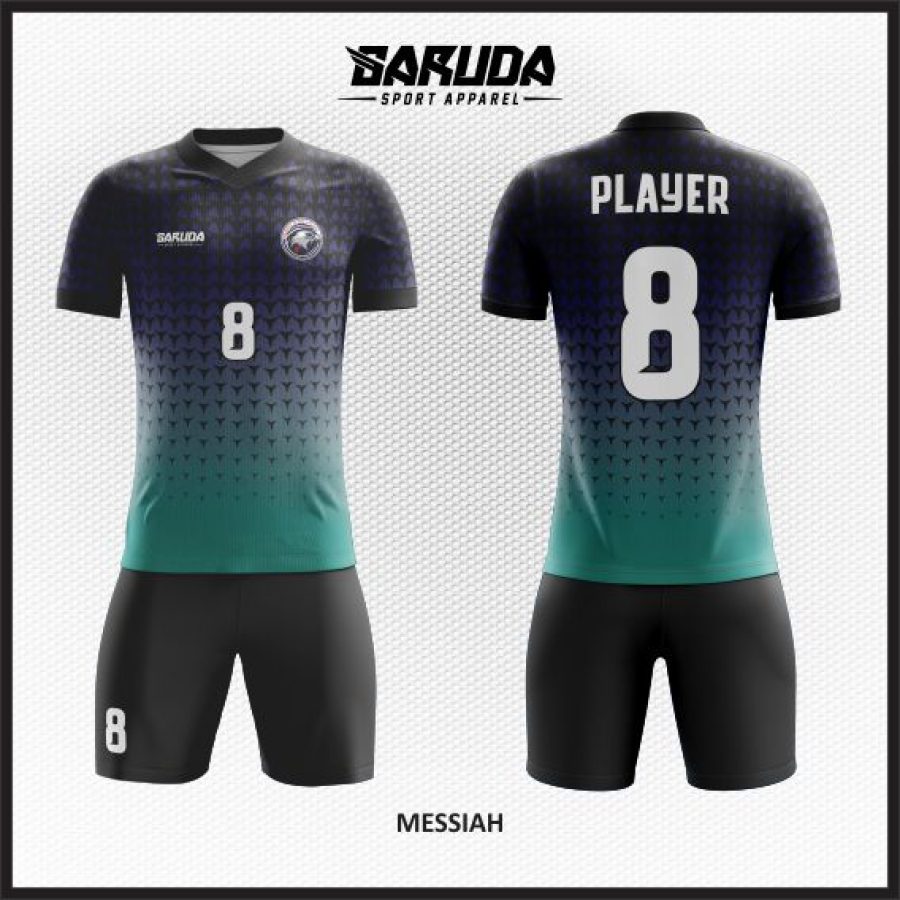 Desain Kaos Jersey Messiah Warna Toska Untuk Pemain dan Kiper