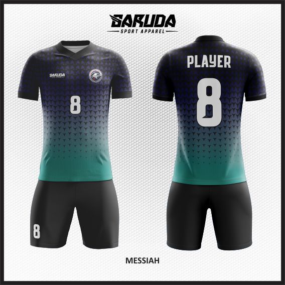 Desain Kaos Bola Futsal Messiah, tosca hitam