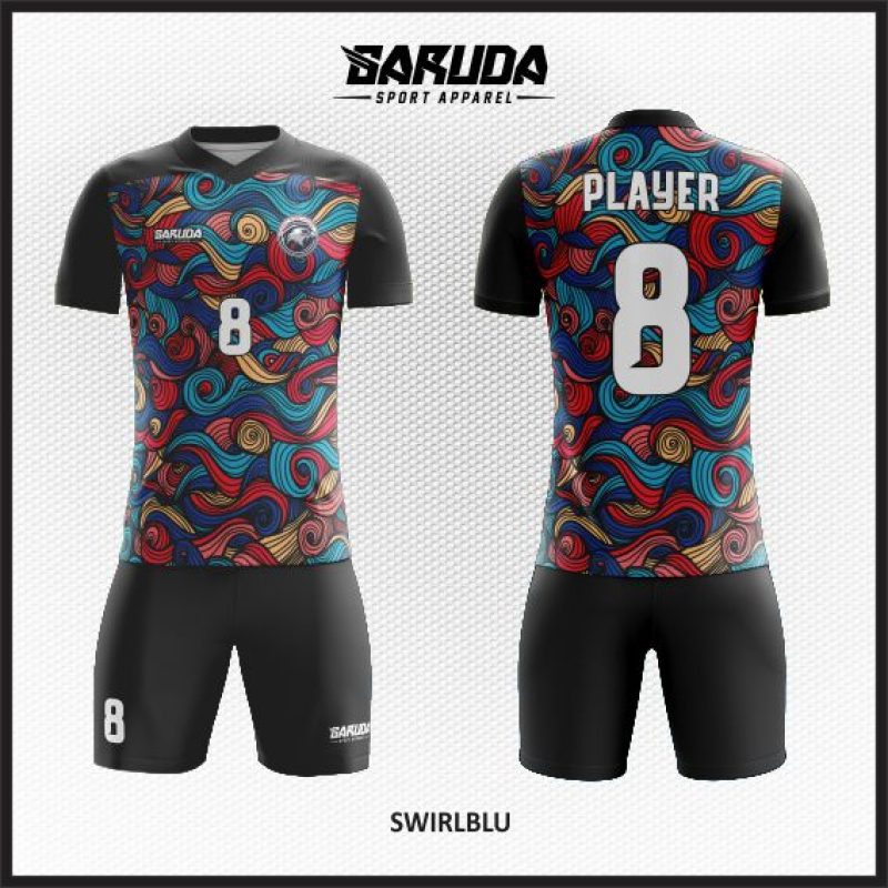 Desain Kaos Jersey Code Swirblu Motif Ukiran yang Indah