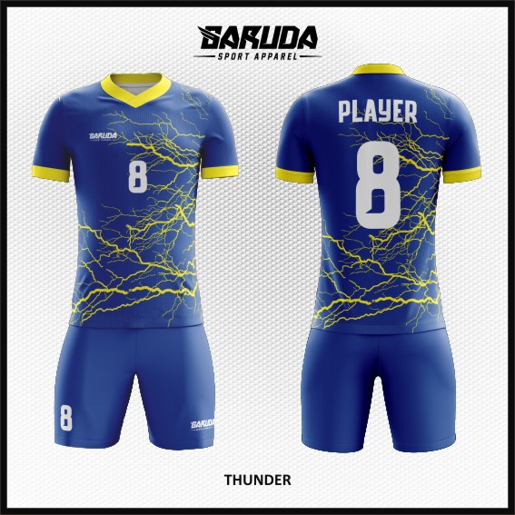 Desain Kostum Futsal Terbaru Thunder Motif Kilat Petir