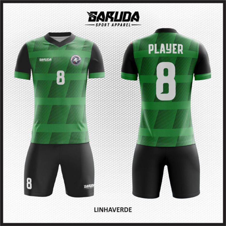 Desain Jersey Code Linhaverde Kombinasi Hijau Hitam Motif Arsiran
