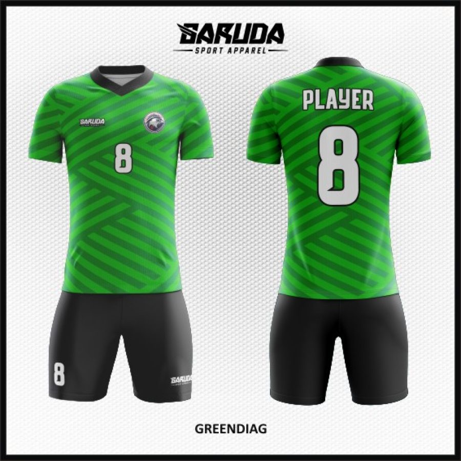 Desain Kaos Jersey Greendiag Warna Hijau Motif Garis Diagonal