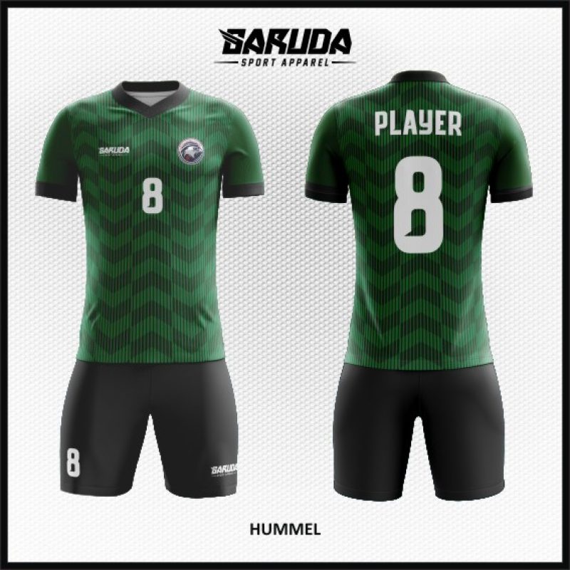 Desain Baju Bola dan Futsal Hummel Warna Hitam Hijau
