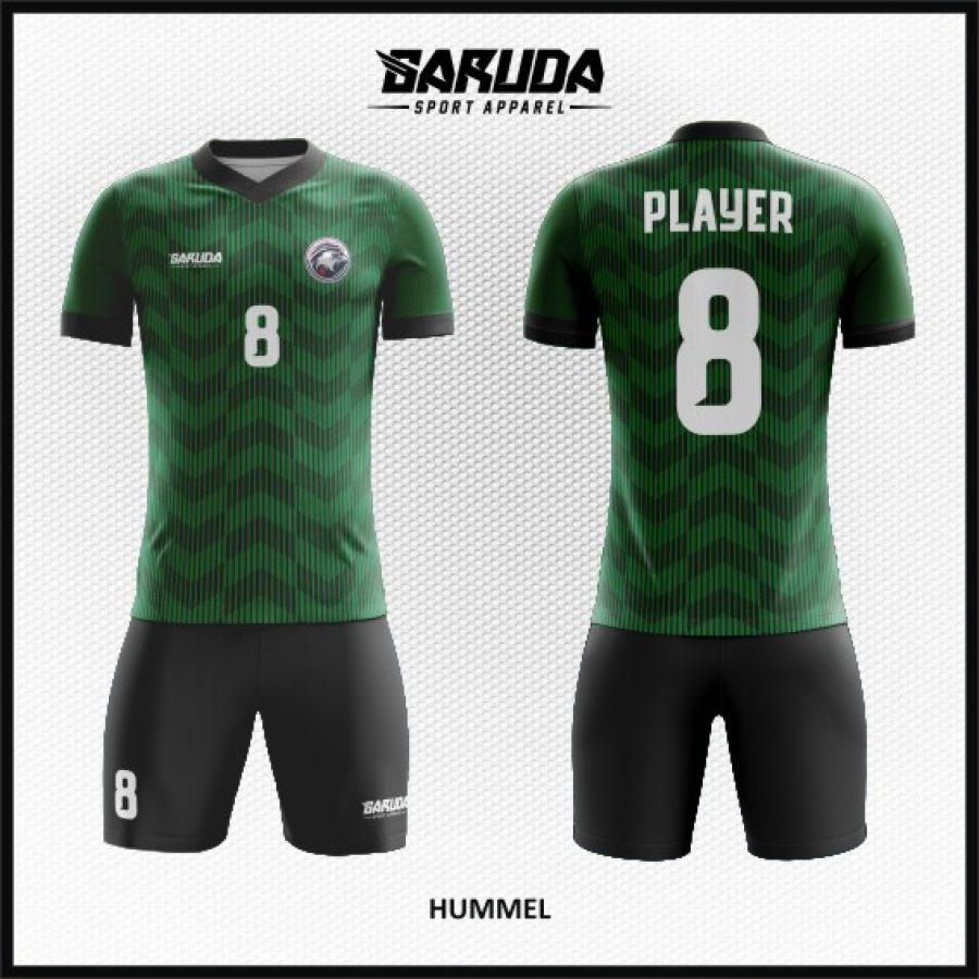Desain Baju Bola dan Futsal Hummel Warna Hitam Hijau