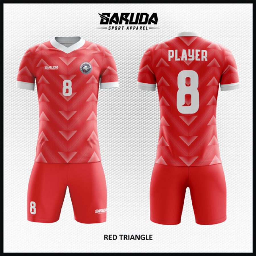 Desain Kostum Jersey Kode Red Triangle Warna Merah Gradasi