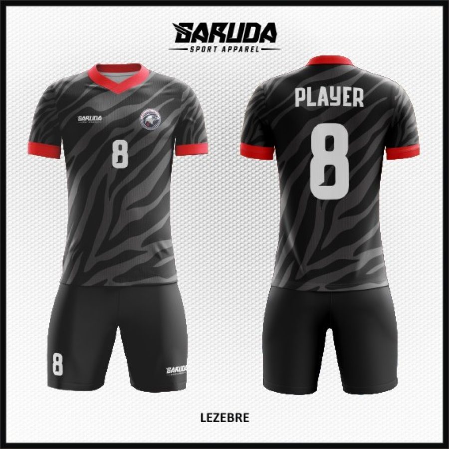 Desain Seragam Jersey Lezebre Hitam Abu Motif Belang Zebra
