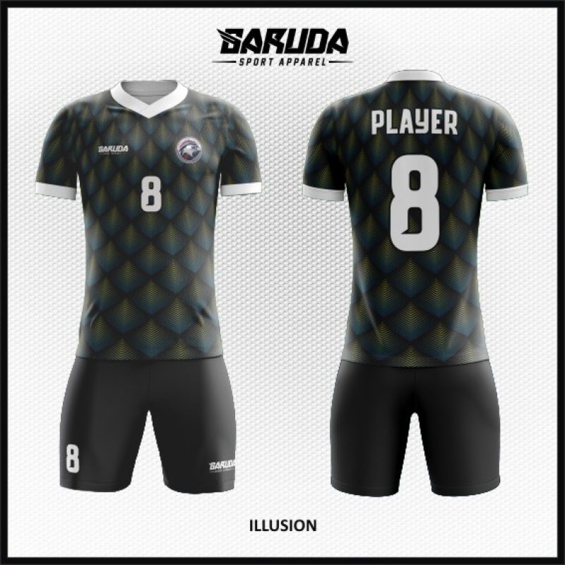 Desain Baju Jersey Code Illusion Motif 3 Dimensi Belah Ketupat