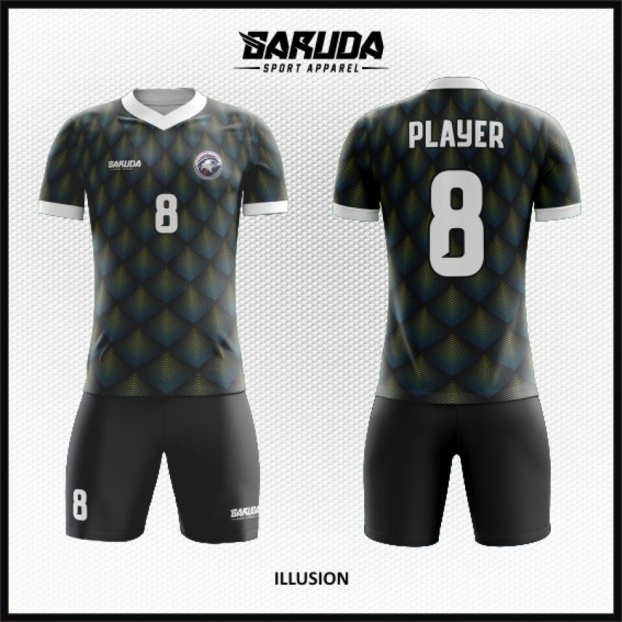Desain Baju Jersey Code Illusion Motif 3 Dimensi Belah Ketupat