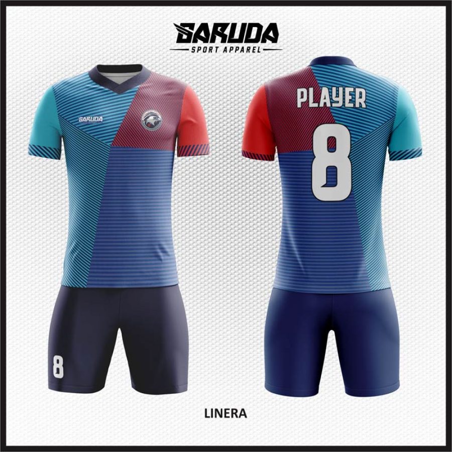 Desain Kostum Jersey Code Linera Motif Garis Horizontal Diagonal