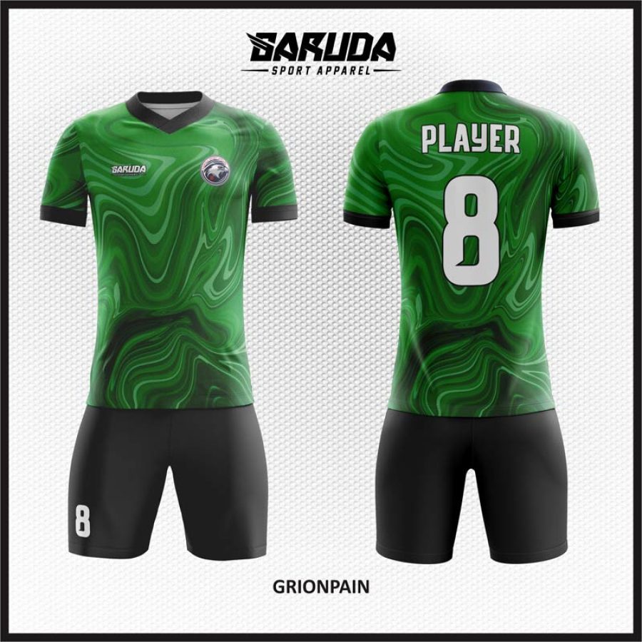Desain Kostum Jersey Grionpain Warna Hijau Unik Dengan Motif Gelombang