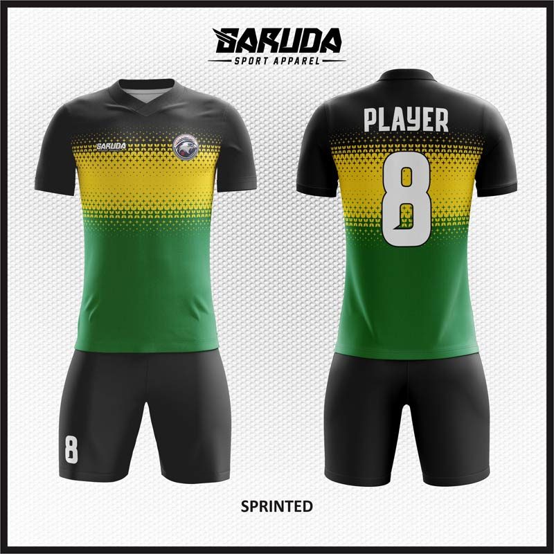 Desain Baju Jersey Code Sprinted 3 Warna Hitam Kuning dan Hijau