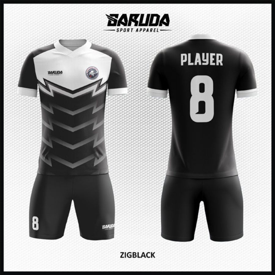 Desain Kostum Jersey Code Zigblack Gagah Menawan Warna Hitam Putih