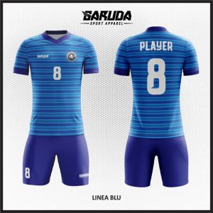 Desain Seragam Sepakbola Dan Futsal Linea Blu Garis Horizontal Biru